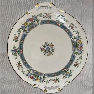Royal Worcester Floral Porcelain Platter Blue and Gold Accents 1981 Mayfield
